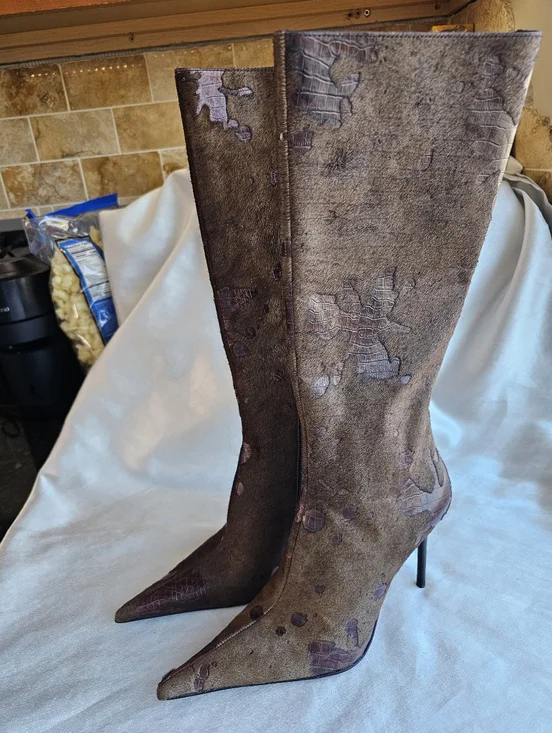 Jeffrey Campbell Proposal Boots in in Brown Croc Sz 6.5 - Picture 4 of 16